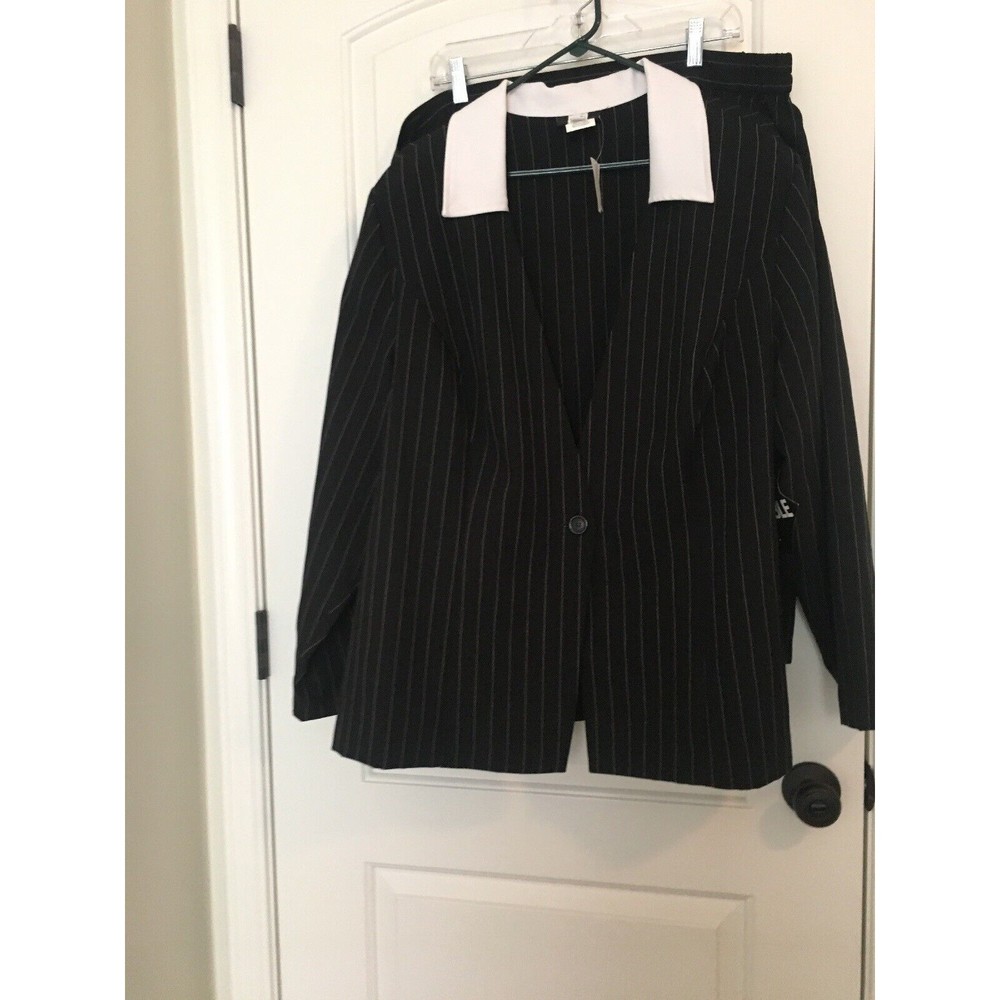 2 Piece Studio 1940 Women's Plus Size 26 Pinstripe Set Skirt Blazer Jacket
